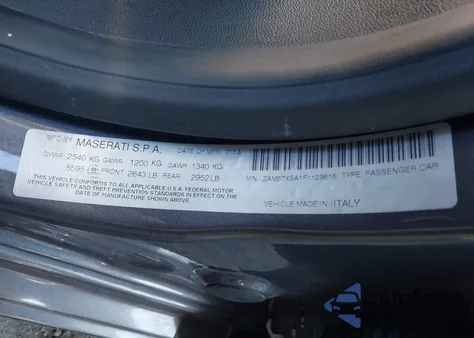 2015 Maserati Ghibli z USA, uszkodzony, nr VIN ZAM57XSA1F1129816